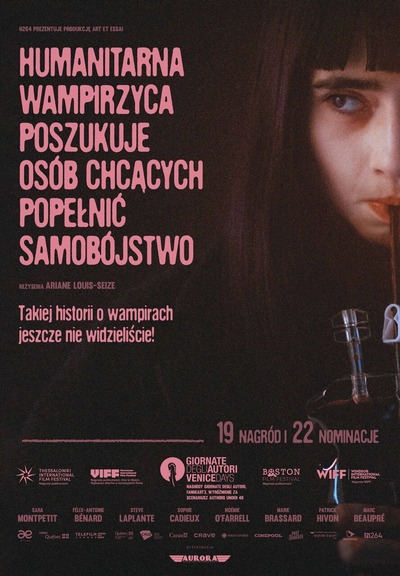 Plakat wydarzenia: Humanitarna wampirzyca poszukuje osób chcących popełnić samobójstwo 